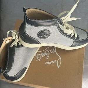 Christian Louboutin Black and Cream High-Top Sneakers